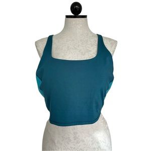 All in Motion Sports Bra Racerback Longline Light Support Two Tone Teal Size XXL